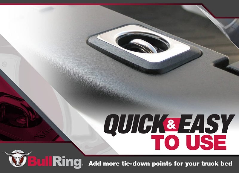 Bull Ring Retractable Truck Bed Tie Down Anchors, 98-12 Ford Ranger, 98-14 F150, 98-16 F250 & F350 Super Duty, 99-13 Silverado, 99-13 Sierra 1500 2500 & 3500, 95-18 RAM 1500 2500 & 3500 (1 Pair) - Image 2